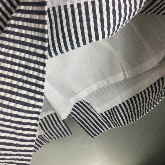 J Crew Factory The Pencil Seersucker Striped Navy & White Cotton Skirt Size 0 - Picture 7 of 9